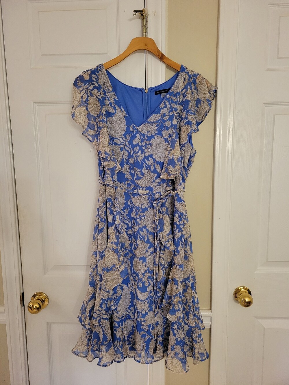 Tommy Hilfiger Blue Floral Midi Dress Size 10